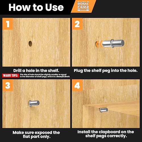 Miniatura 4 de FANDAMEI Paquete de 50 pasadores de estante, clavijas de soporte de metal de níquel para gabinete, pasadores de soporte para muebles y estantes