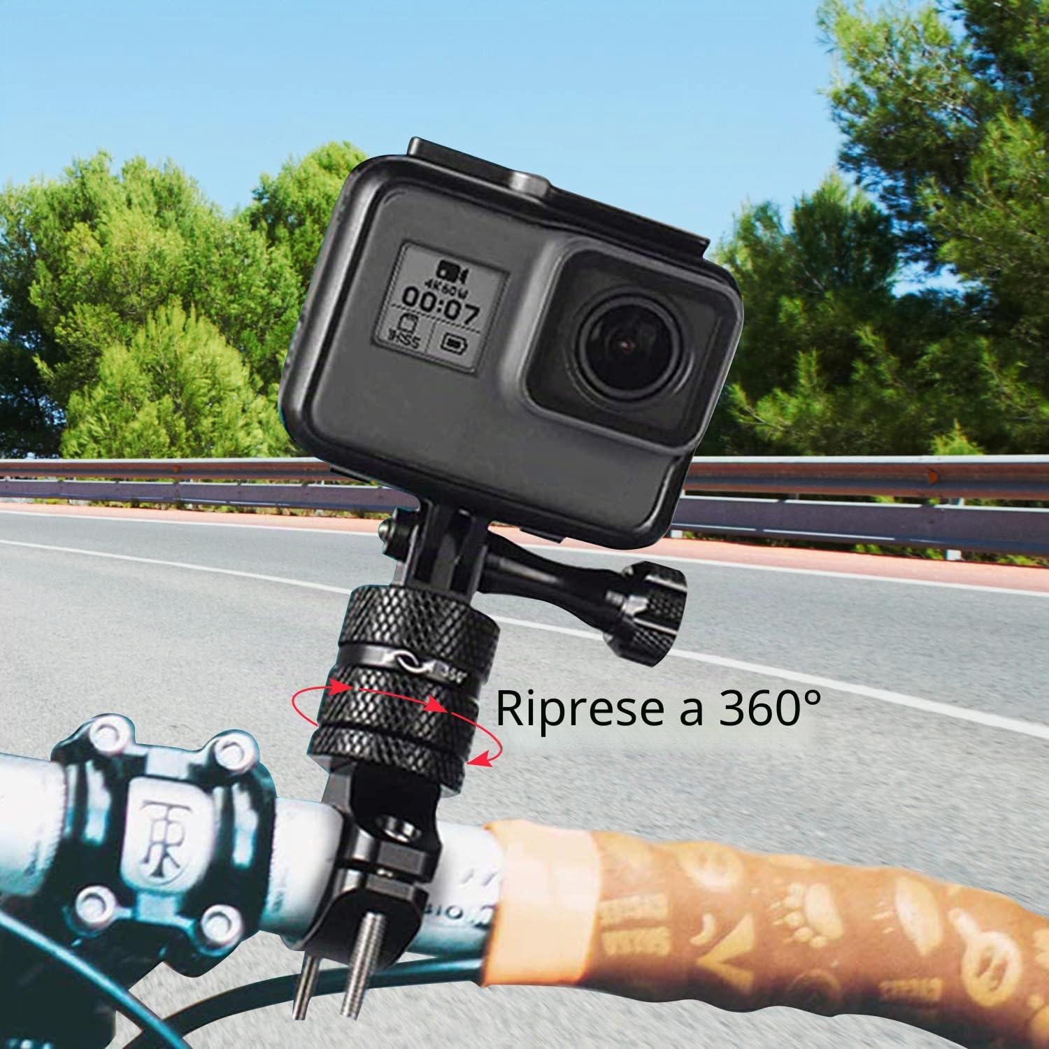Supporto per Bici per Action Cam Alluminio on Montaggio su Bici Nanubrio Azione Rotazione a 360 Gradi Accessori per Bici da Moto Compatibile con Gopro Hero 10 9 8 7 e Altre Action Cam