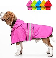 Vista 8 de Chaqueta impermeable para perros - Chaqueta de lluvia reflectante para perros con capucha, ligera, para mascotas, para perros (Grande, Rosa)