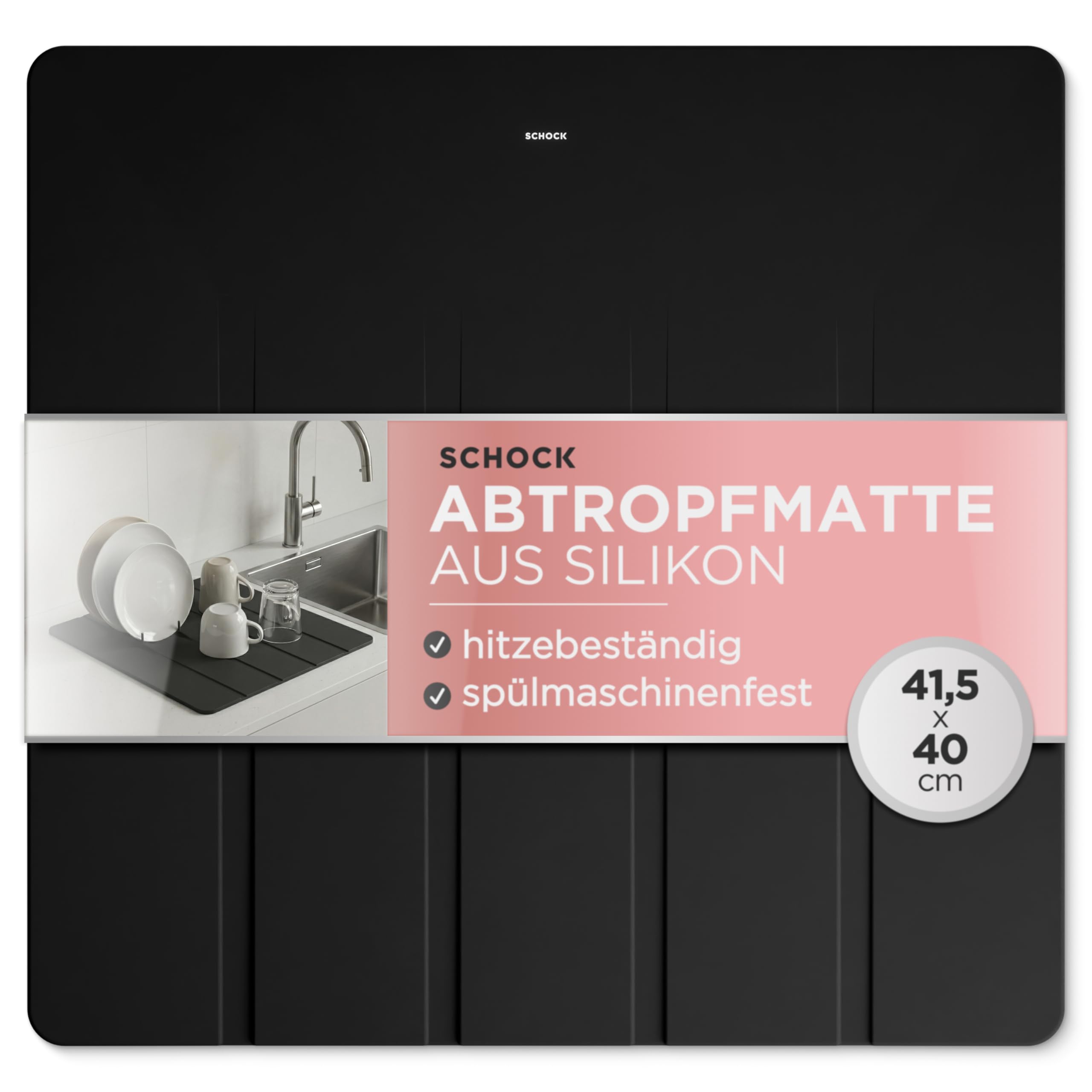 Schock Abtropfmatte aus Silikon – Anthrazit, 400x415 mm – Produktbeschreibung