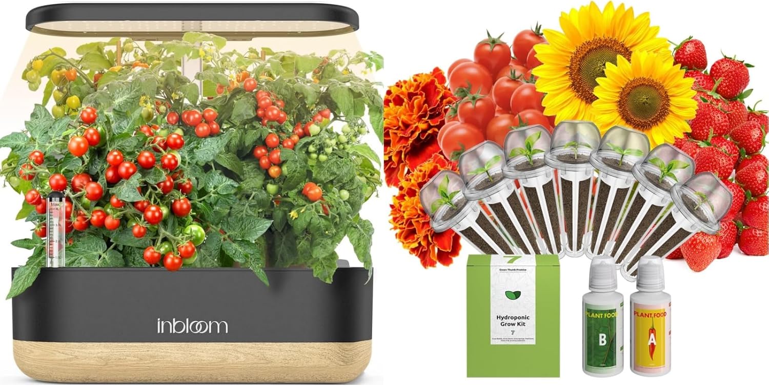 inbloom Hydroponics Growing System 12 Pods and Vibrant Wildflower & Fruit Mixd Seed Pod Kit