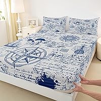 Vista 41 de jejeloiu Sea Turtle Sheet Set Ocean Creature Themed Sheets with Deep Pocket Fitted Sheet Sea Underwater World Bed Sheets Set Bed Reptile Tortoise