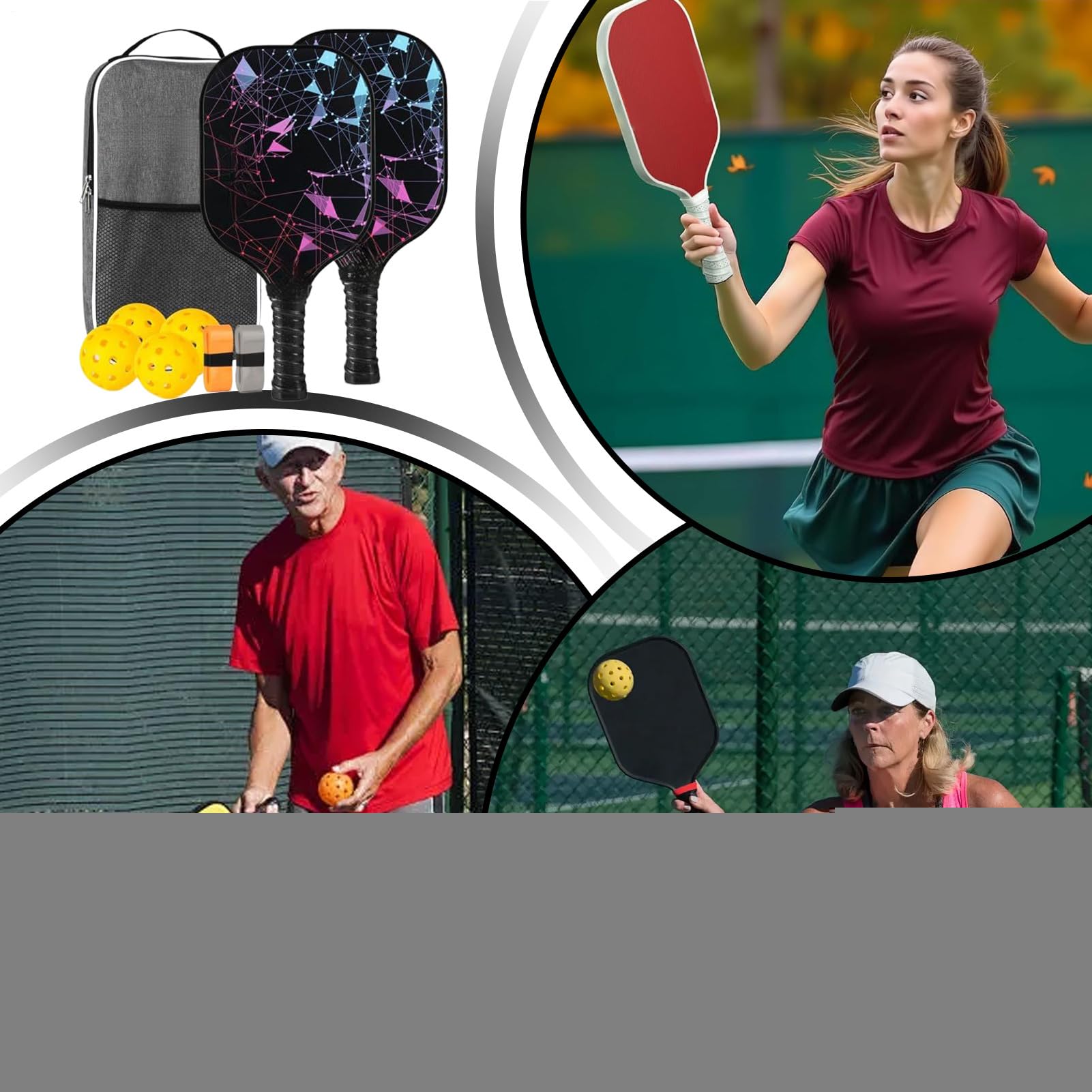 Rakieta Pickleball – wygodne rakiety sportowe, lekkie, profesjonalne, ergonomiczne akcesoria sportowe z włókna szklanego, dla chłopca, do wewnątrz, dla dziewczyny, ćwiczeń, na zewnątrz, do domu