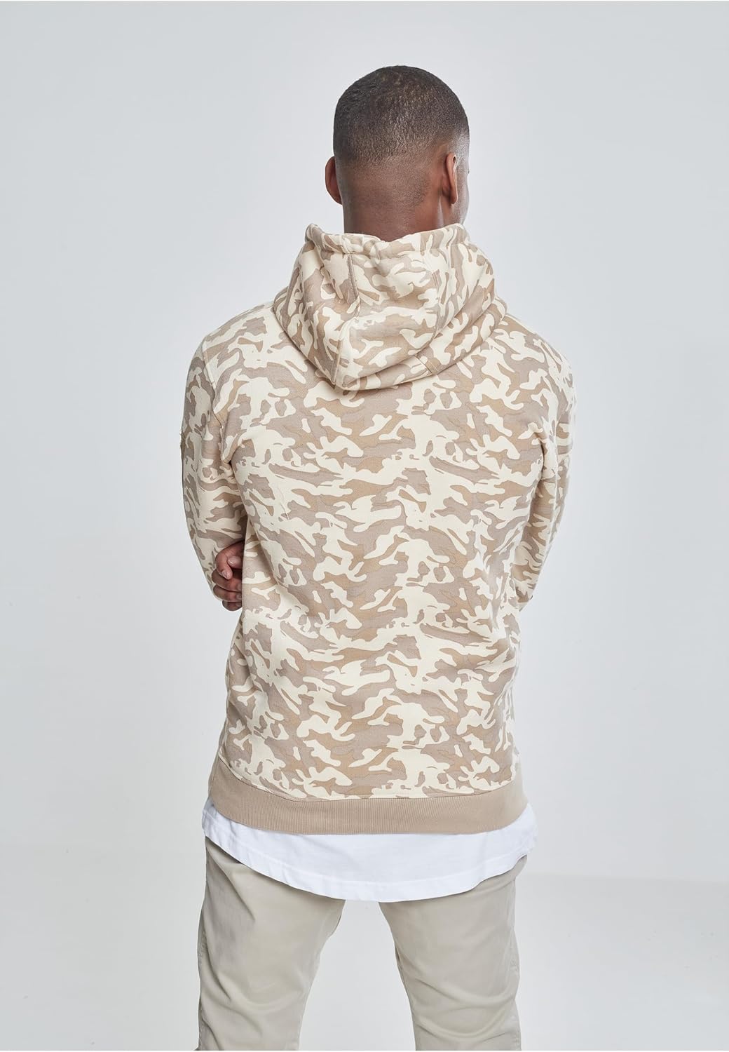 Urban Classics Men Hoodie Sweat Camo Bomber, Size:S, Color:Beige camo