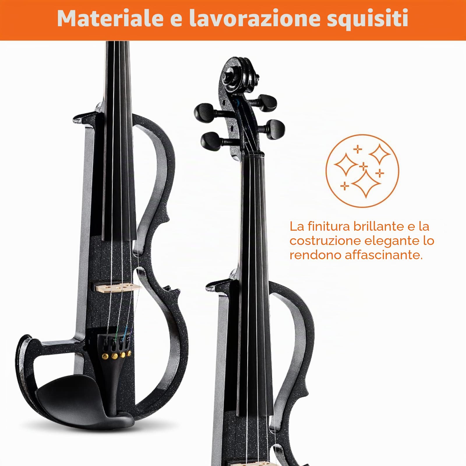 Vangoa Elettrica Silenzioso Violino 4/4 Full size Legno D'acero Violini per Principianti Studenti Adulti Adolescenti con Kit di Partenza, Nero