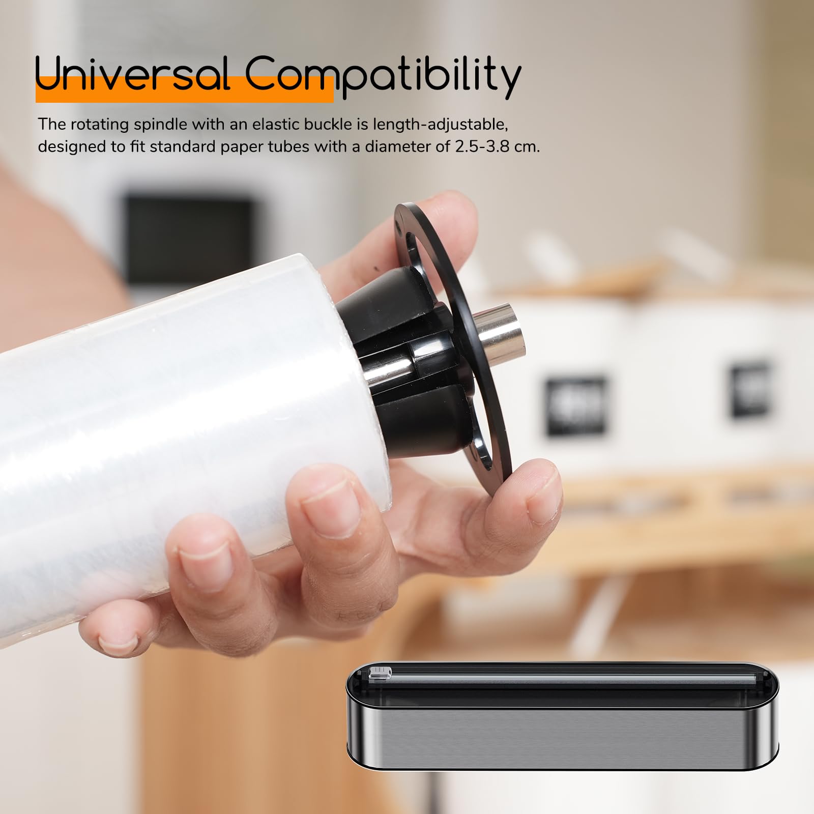 Derouleur film alimentaire- Aspect inox，Distributeur papier aluminium et film，Distributeur film alimentaire et -rouleaux 31 cm Compatibles, （couleur inox）