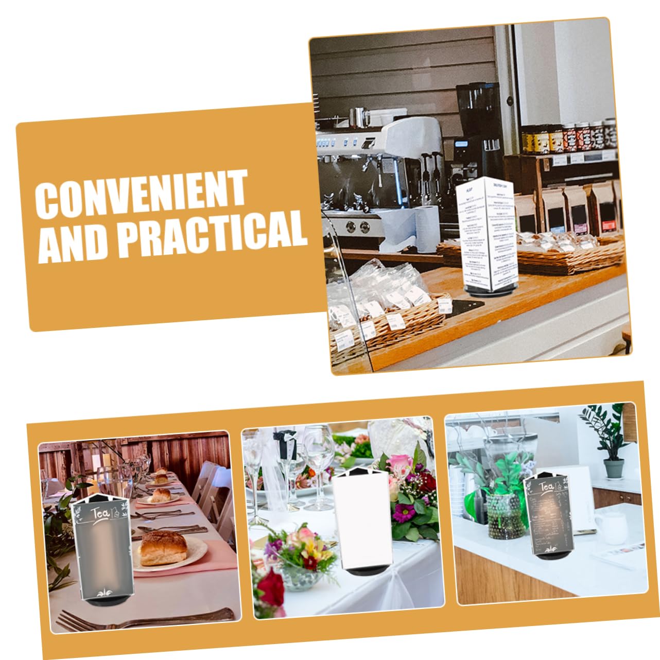 Angoily Rotatable Acrylic Menu Holder for Tables Price Chart Display Stand for Restaurants Cafes Hotels Offices Sturdy Sided Design Multi Purpose Sign Holder