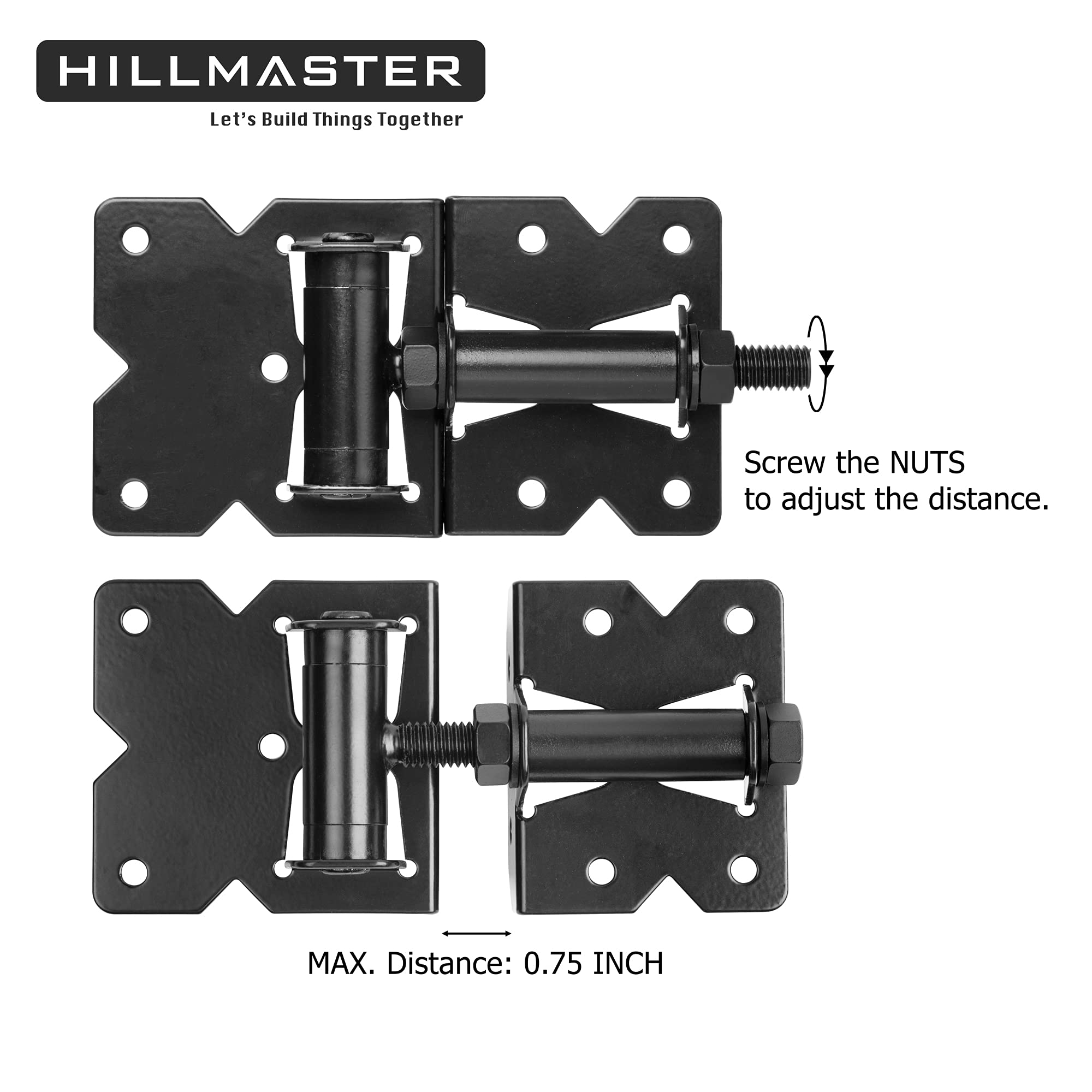 Barn Door Hinges Self-Closing Gate Hinges - Adjustable Heavy Duty Hinges For Wood, Vinyl & Metal Gates, 2 Pack Hinges Heavy Duty