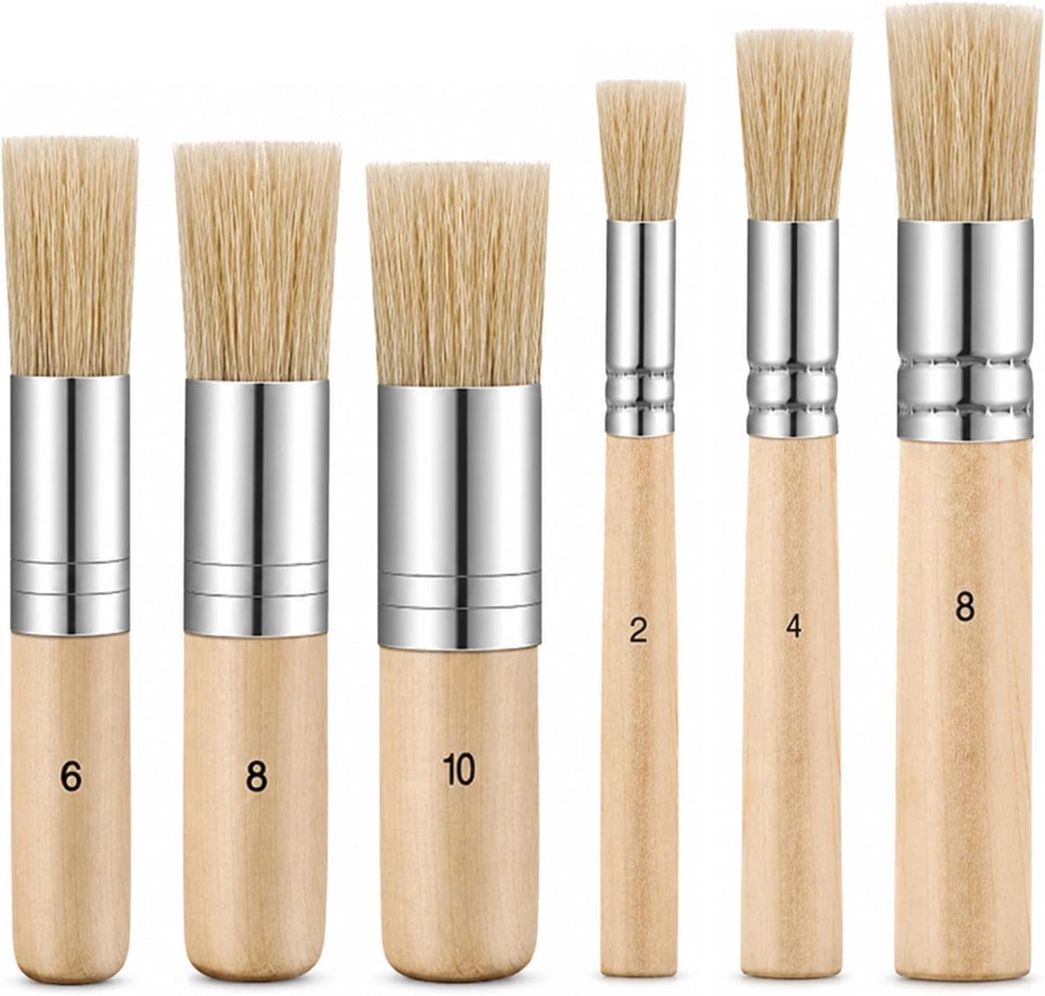 6 Chalk Paint Brushes, Wax and Stencil Brush Set for Furniture and DIY