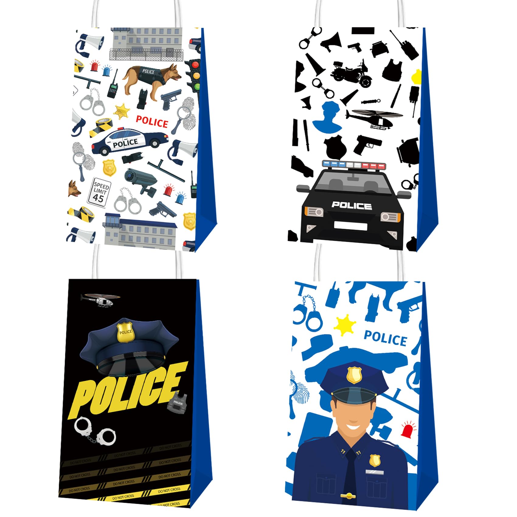 12 Pack Police Party Bags Police Birthday Party Supplies Party Favors Police Goodie Bag Treat Bag Gift Bags Candy Bags