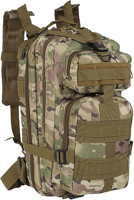 Tactical Backpack 30L Military Camping Backpack Oxford Clothe Rucksack Molle Shoulder Bag Sport Travel Backpack for Camping Climbing Cycling Hiking Mountaineering Hunting (Light Camouflage)