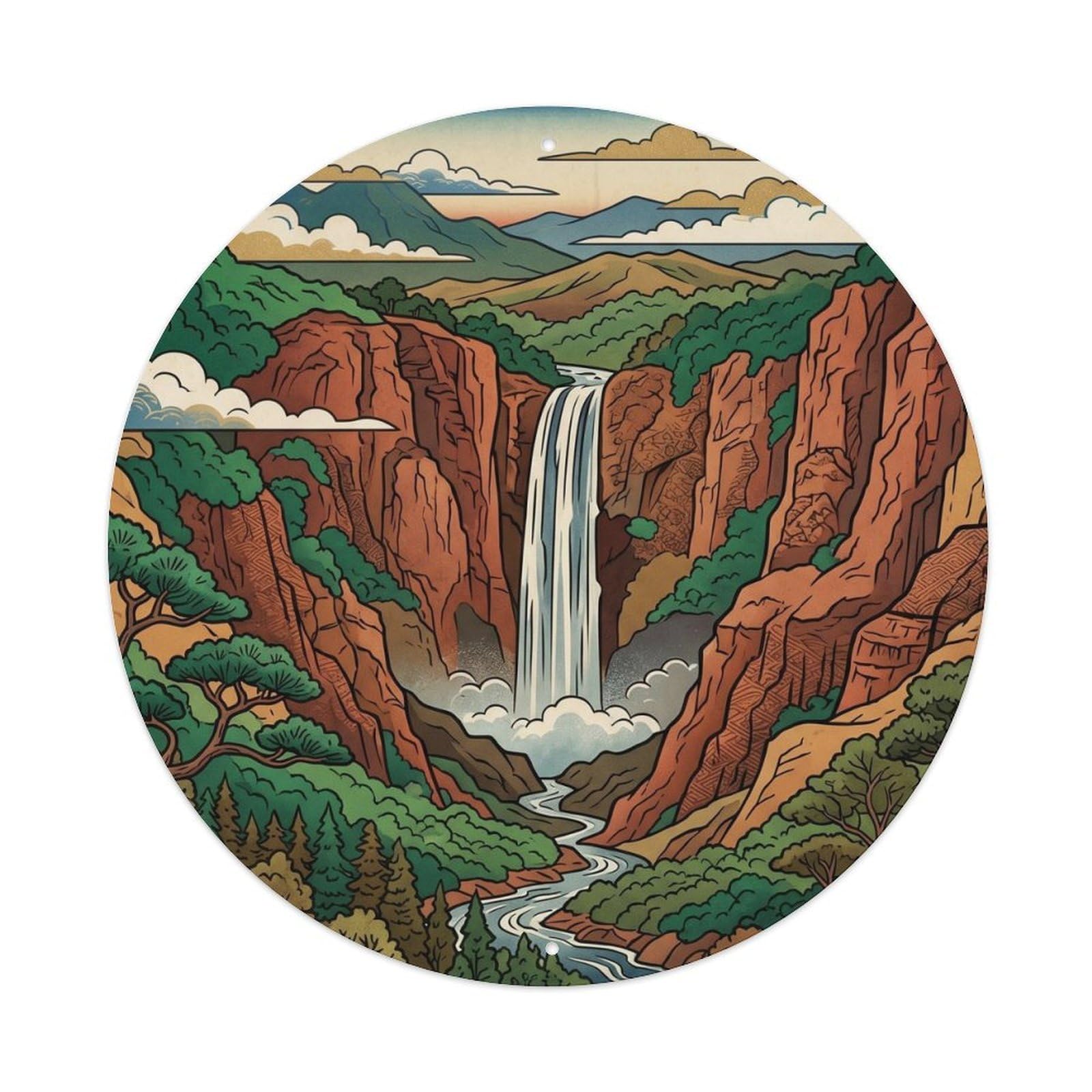Waipoo Falls Hawaii Tropical Trail Rainforest Waterfall Metal Tin Sign
