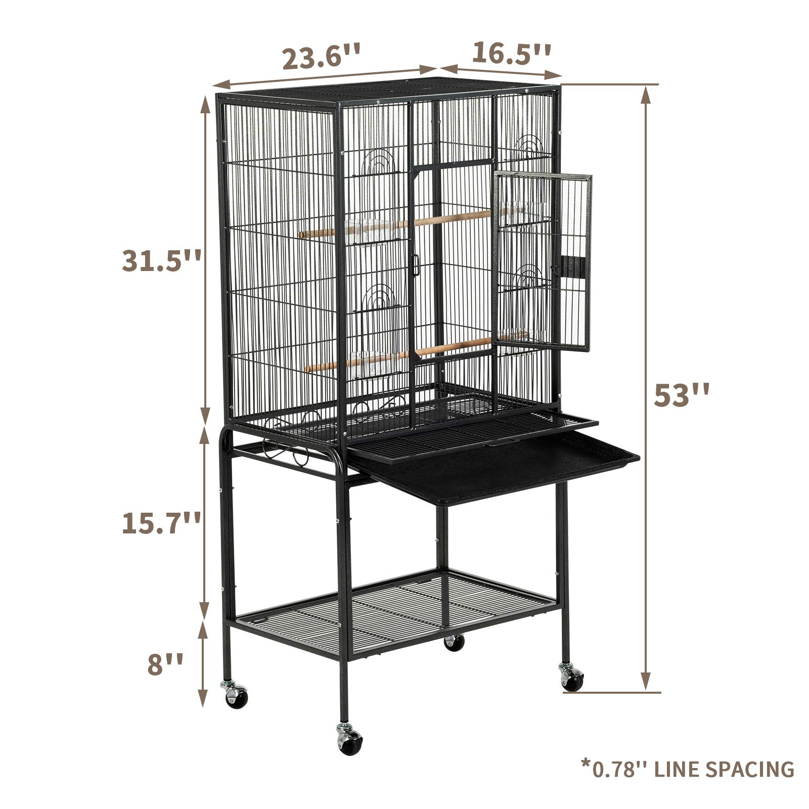 SUNCOO 53 in Large Flight Cage with Detachable Stand,Wrought Iron Heavy