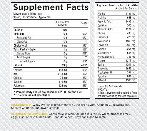 Miniatura 5 de Core Nutritionals Aislamiento de proteína de suero Iso  Sin lactosa, gluten y soja  100% microfiltrado, prensado en frío  0.88 oz de proteína  2