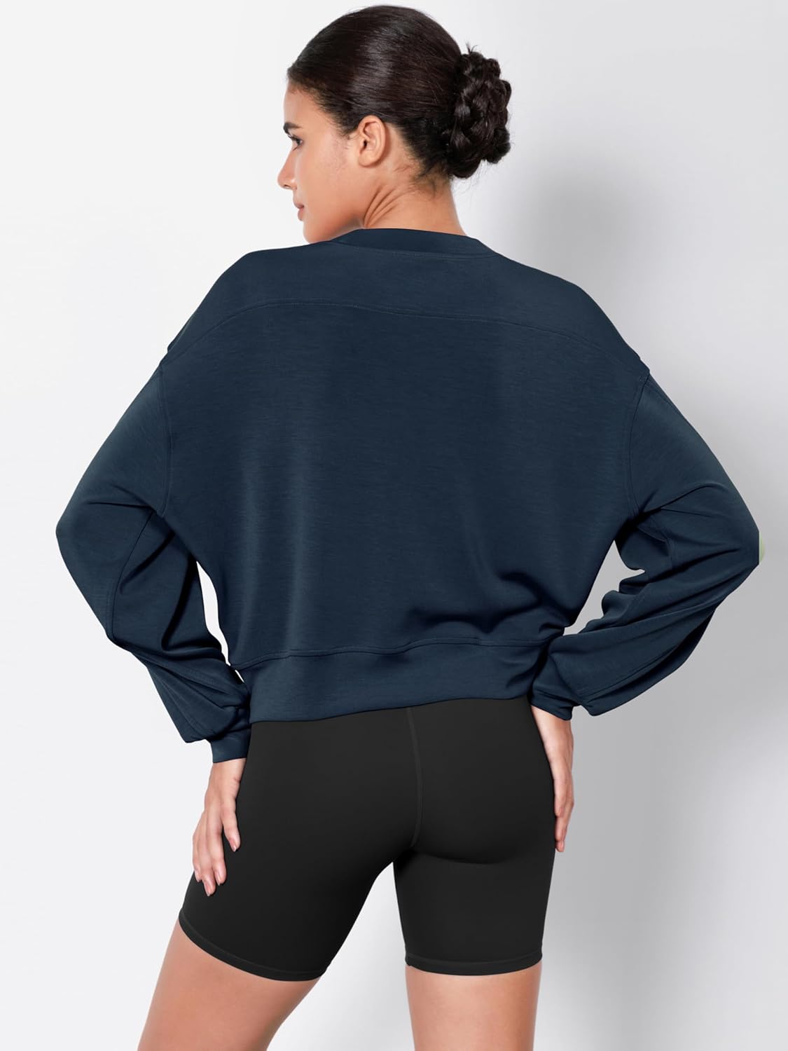ODODOS Modal Soft Long Sleeve Cropped Sweatshirts for Women Oversized Crew Neck Pullover Crop Top - Image 3