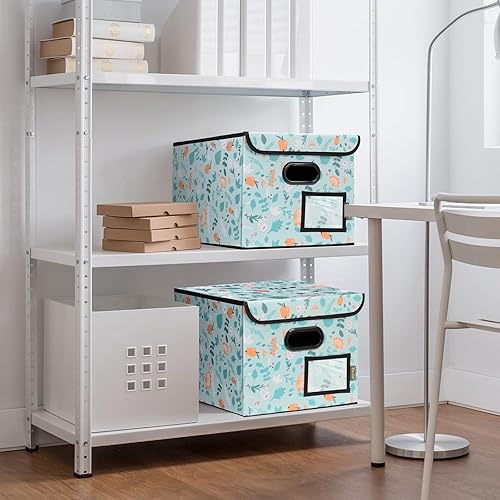 Miniatura 81 de BALEINE - Caja organizadora de archivos con tapa, organizador de carpetas plegable con riel de plástico, caja para carpetas colgantes para Gris