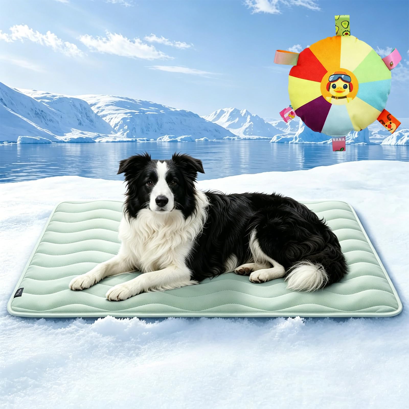 Jmwub Pet Cooling Mat, Large Self-Cooling Dog Cooling Pad with Thick Foam Gel, Non-Slip Washable Cooling Blanket, Portable Summer Heat Relief Mattress Cushion for Large Dogs Cats (Green, M)