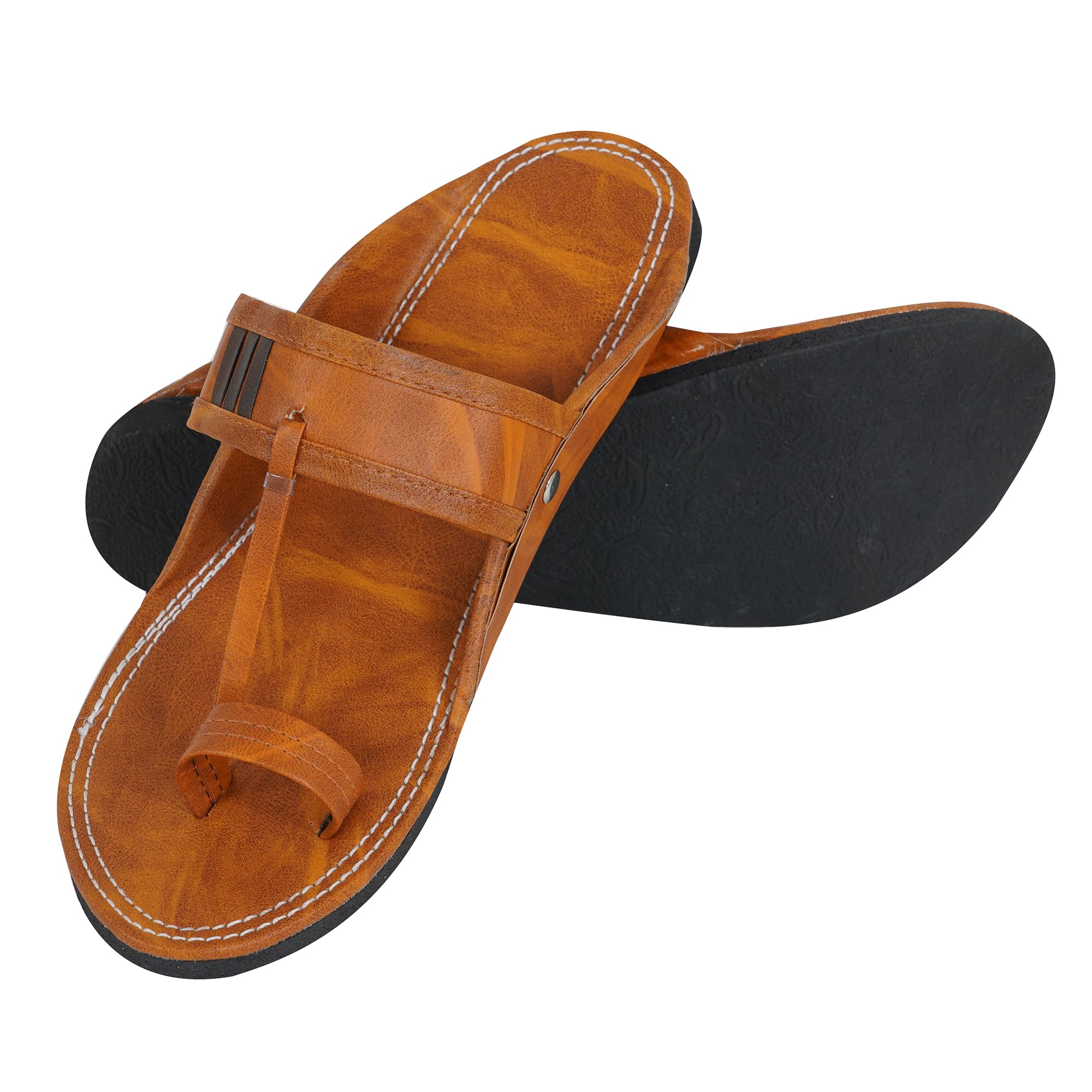 Ethnic's Tan Sandals For Boys & Men, Comfortable Men's Rajasthani Chappal-image-33