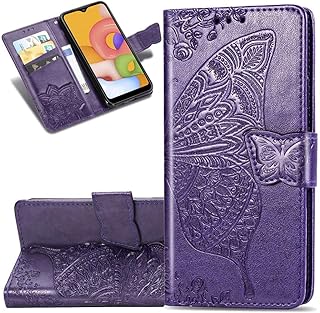 COTDINFOR Compatible with Motorola Moto G Stylus 5G Wallet Case Leather with Card Holder and Stand for Women Flip Case Embossed Butterfly Shockproof Case for Moto G Stylus 5G SD Butterfly Deep Purple