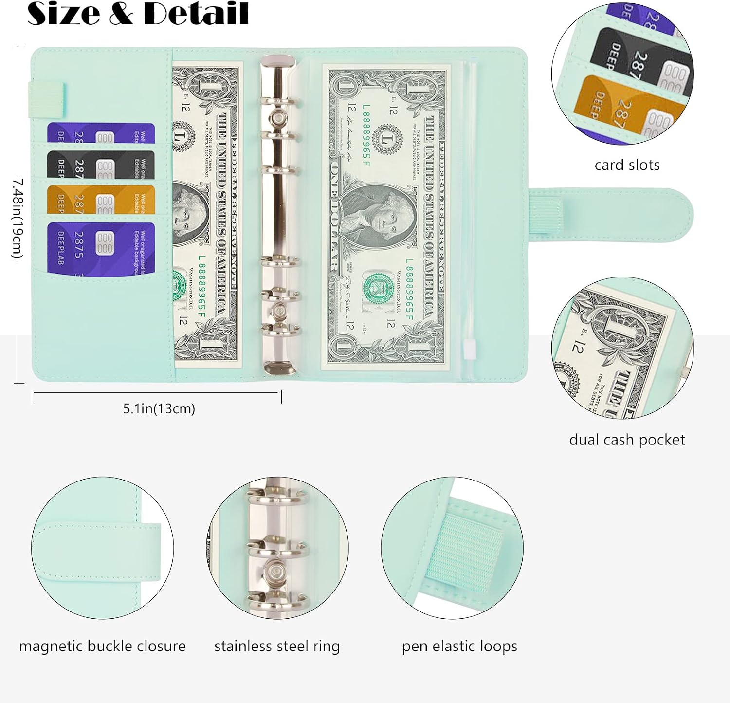 MARICATO A6 Budget Binder, 29pcs Budget Binder with Zipper Envelopes, Money Organizer for Cash Leather Notebook Budget Binder - Image 4