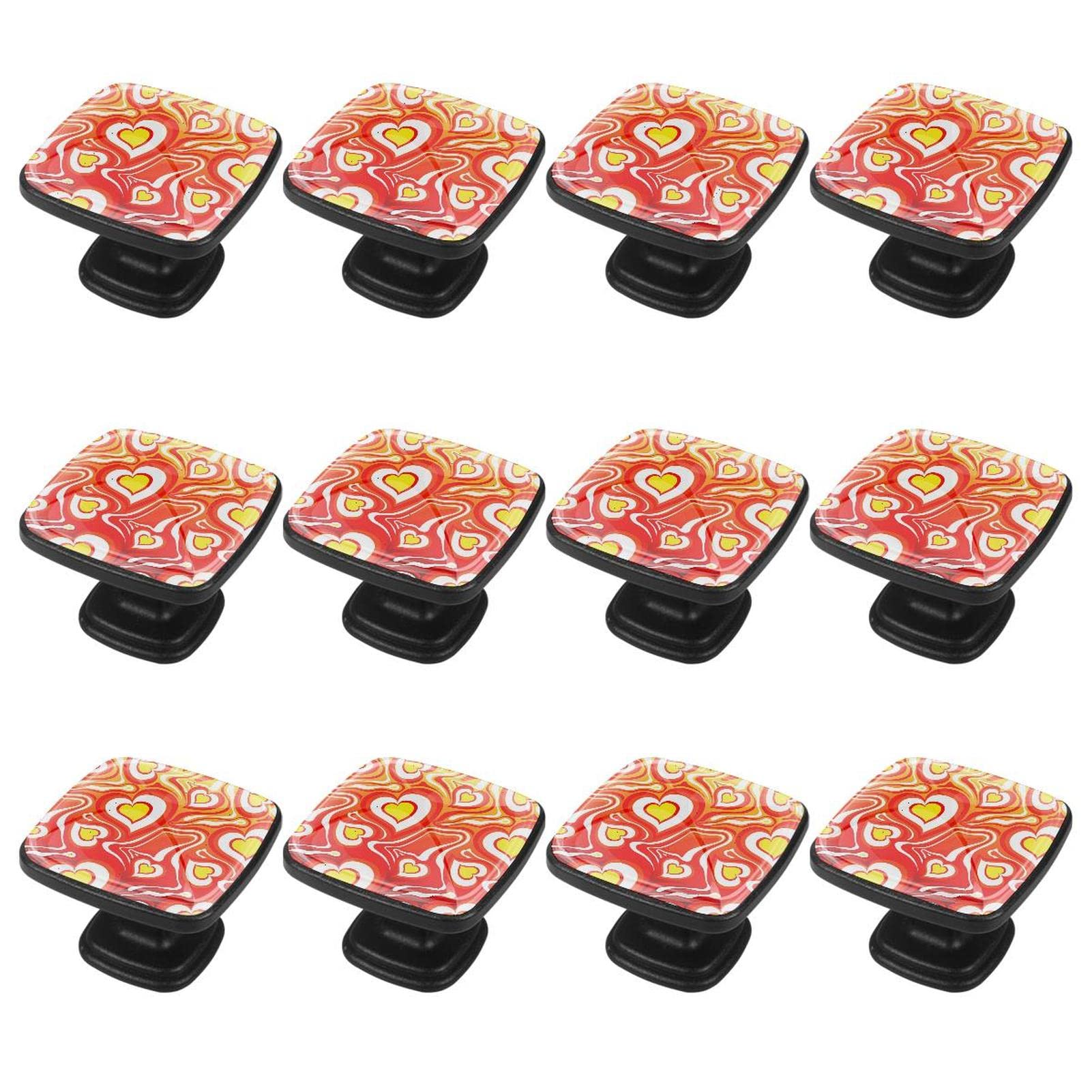 Poignées de commode de ferme psyché art cœur rouge lot de 12 boutons