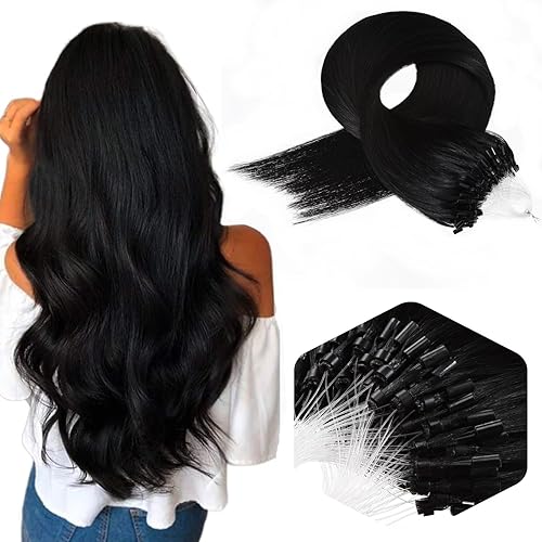 Micro Link - Extensiones de cabello humano Remy virgen con micro anillo, extensiones de cabello humano de 0.02 oz/hebra, 1.76 oz, extensiones de