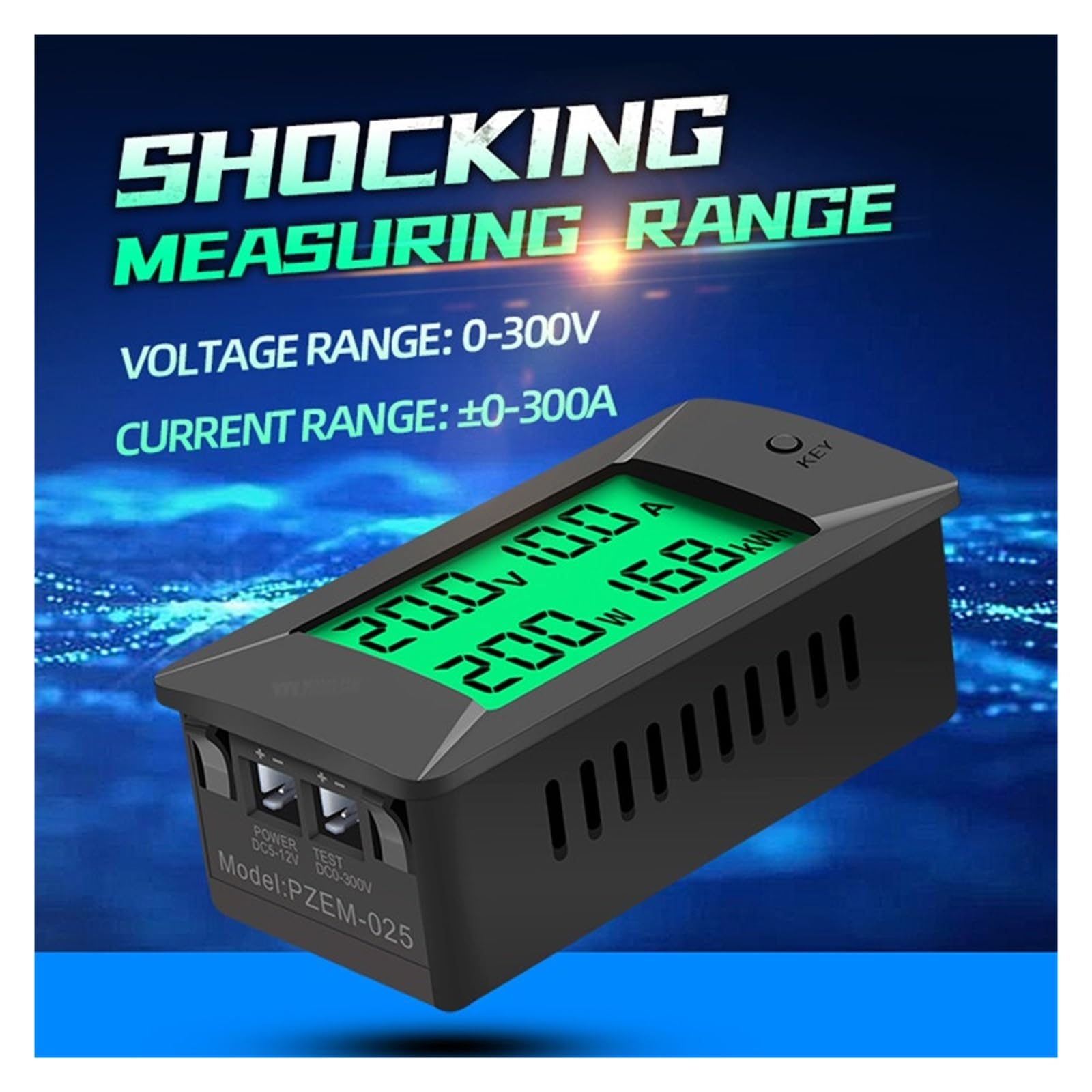 DC 0-300V 300A Voltímetro Amperímetro Probador De Batería De Coche Voltaje De Energía Eléctrica Monitor De Medidor De Potencia 12v 24v 48v 96v Shunt(PZEM-025 100A)