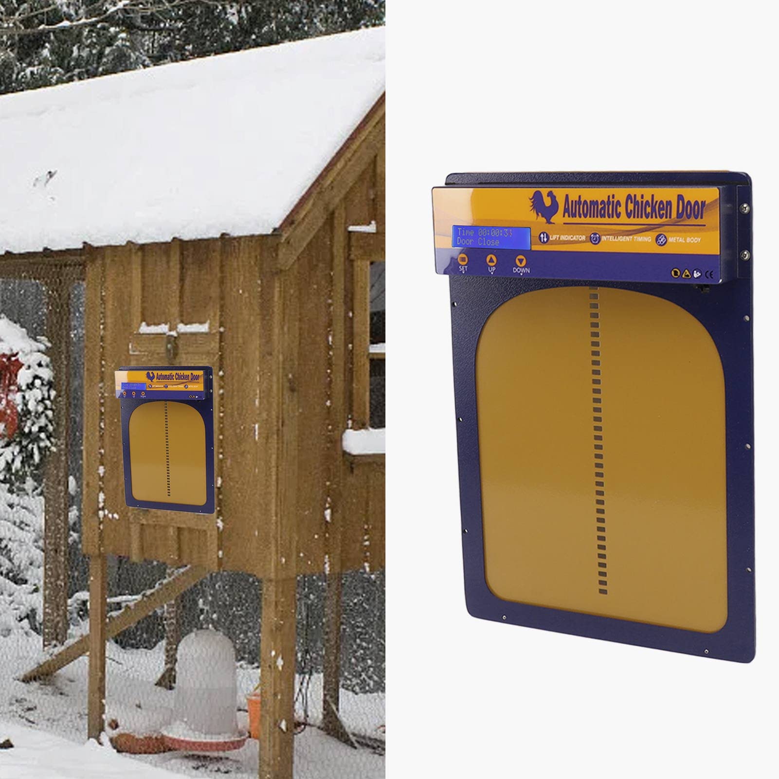 Porta Automatica per pollaio, modalità Manuale, Display LED HD, modalità Timer sicura, apriporta Automatico Domestico per pollaio per Anatre (Blu Gioiello)