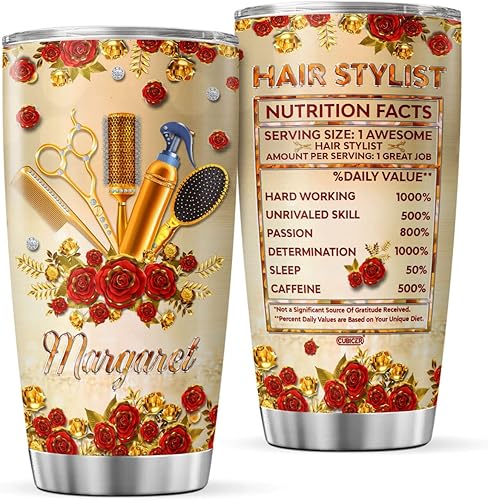 Miniatura 8 de Vaso de café personalizado para artistas de uñas, información nutricional, nombre personalizado, regalos de cumpleaños para mujeres, niñas, niños,