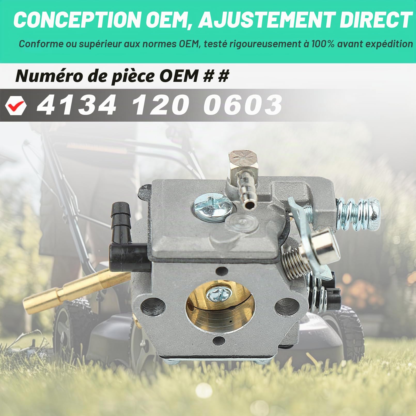 Adefol Kit carburateur Pour Stihl FS160 FS200 FS202 FS280 FS350 FS120 FR220 BT120 BT121 SP200 Tondeuse à Gazon, avce Bougie d'allumage, Pommeau d'accélérateur, Remplacement 4134 120 0603