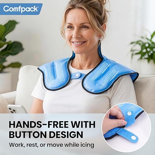 Miniatura 4 de Bolsa de hielo para aliviar el dolor de cuello y hombros, envoltura de bolsa de hielo para el cuello con gel reutilizable, terapia de compresa fría