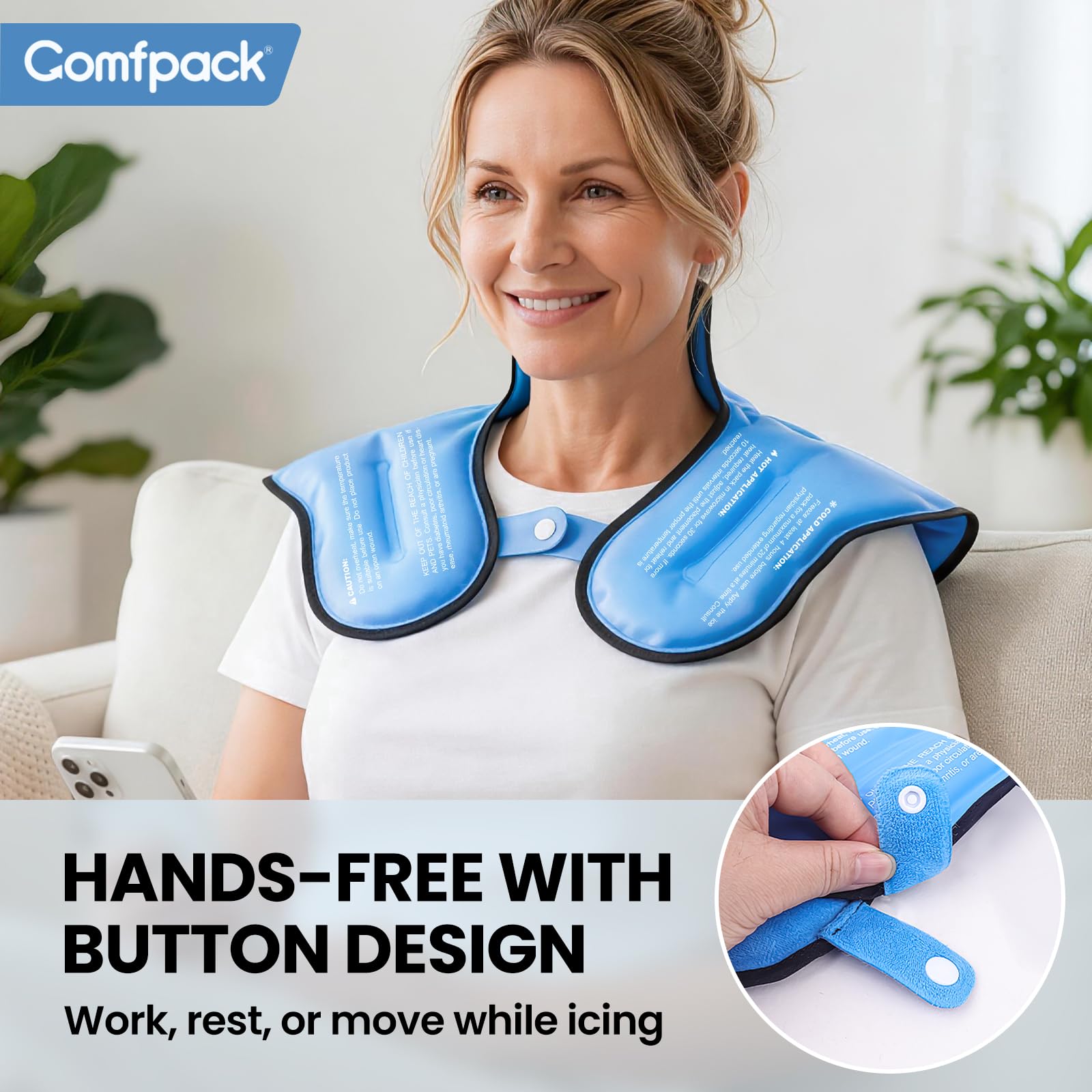 Comfpack Bolsa de hielo para alivio del dolor de cuello y hombros, bolsa de hielo de gel reutilizable para terapia de compresión fría y caliente, bolsa de hielo para lesiones, hinchazón, cirugía