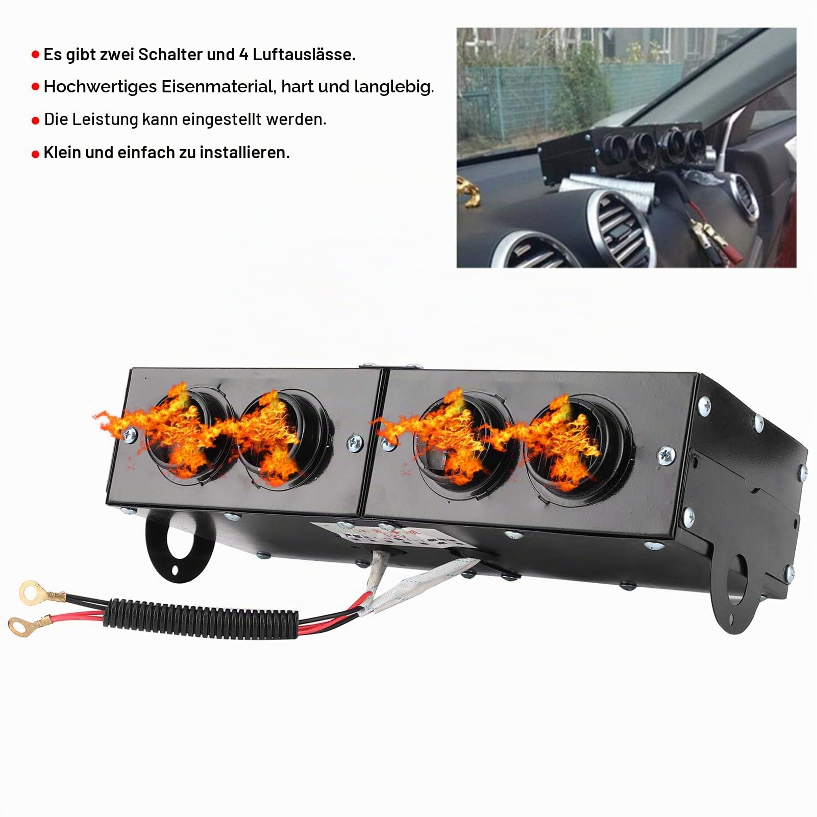 4-Loch-Autoheizung Auto-Defroster 12 V 800 W Defroster Defogger Schnelles Aufheizen Schnelles Auftauen Defogger Auto-Heizlüfter Stecker in den Zigarettenanzünder fürs Auto