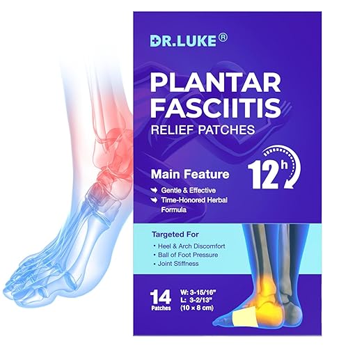 Dr. Luke Plantar Fasciitis Relief: 12H Herbal Foot Support Patches for Heel Discomfort – Natural Formula for Men & Women – 14 Patches