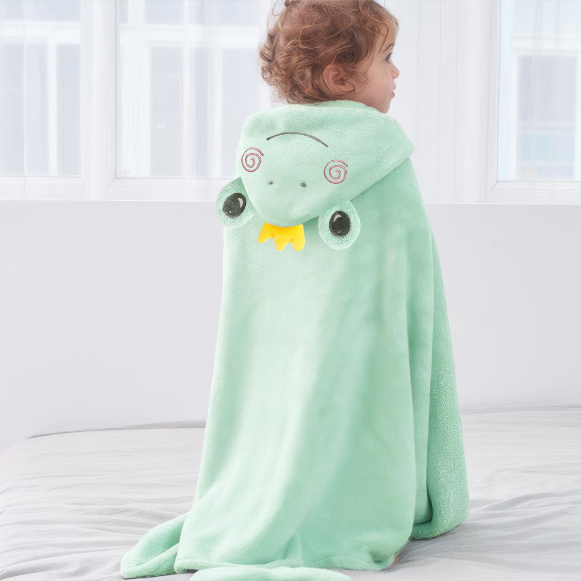 Asciugamani con cappuccio per bambini, a forma di coniglio, ultra morbido, asciugamano assorbente per neonati e bambine
