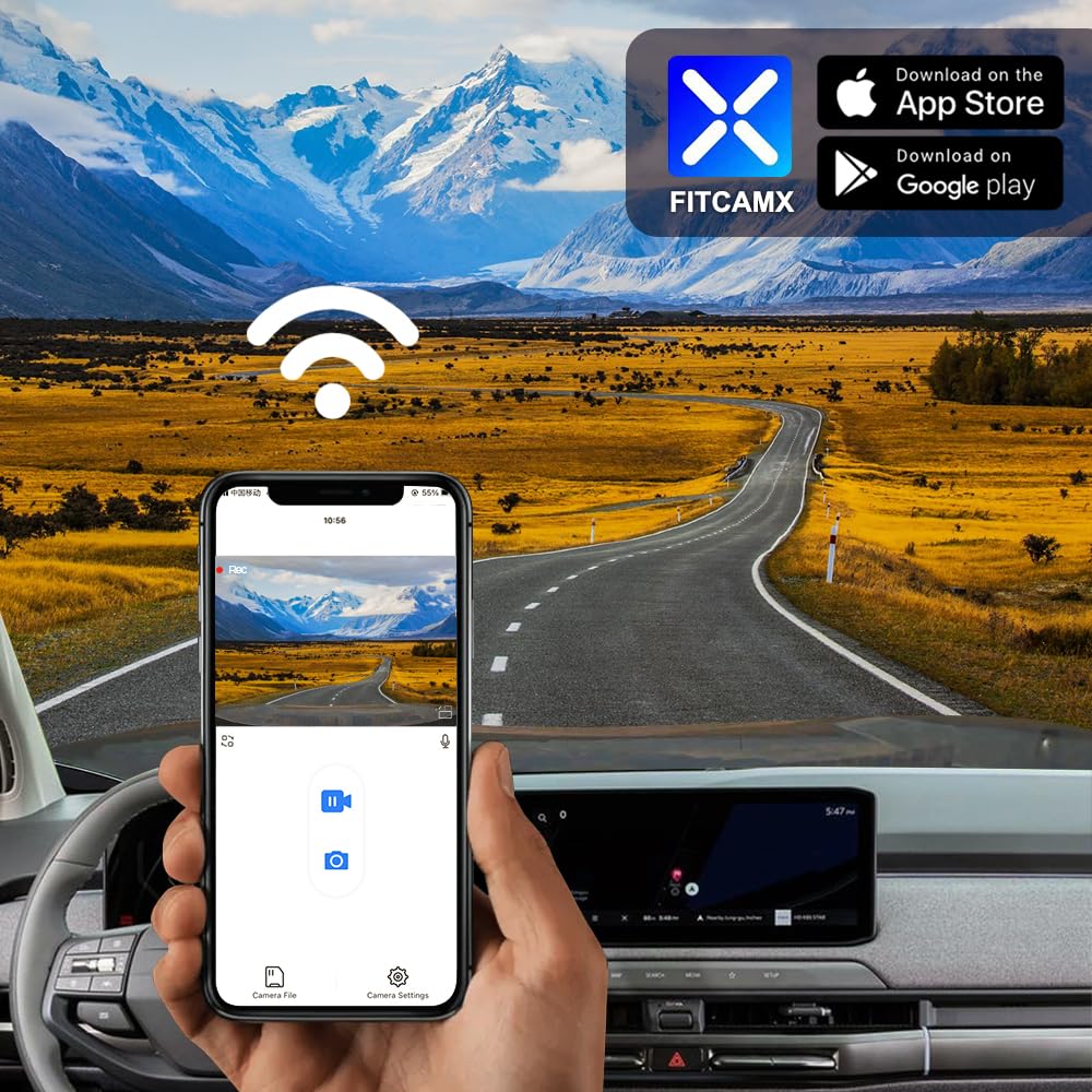 Fitcamx Dashcam 4K Adecuado para Kia EV3 2024 2025 2026(HD2-EV000), OEM Camara para Coche, 2160P UHD Video WIFI, Sensor G, Grabación en Bucle, WDR Dash Cam, Plug&Play, Visión Nocturna, Tarjeta de 64GB
