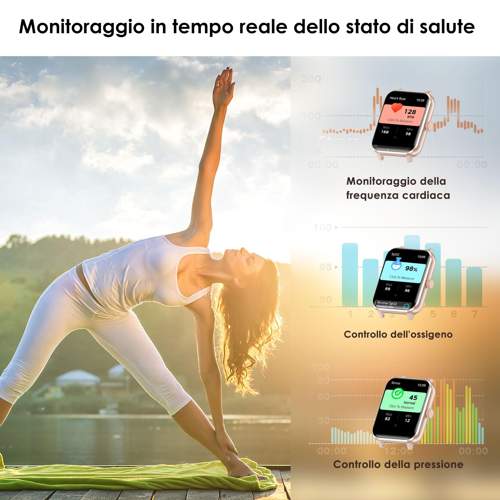 IOWODO Smartwatch,Orologio Fitness per Donna,1.85'' Smart Watch con Risposta Chiamate, Monitor del SpO2/ Sonno,24H Cardiofrequenzimetro,100 modalità Sportive,Fitness Tracker per Android iOS