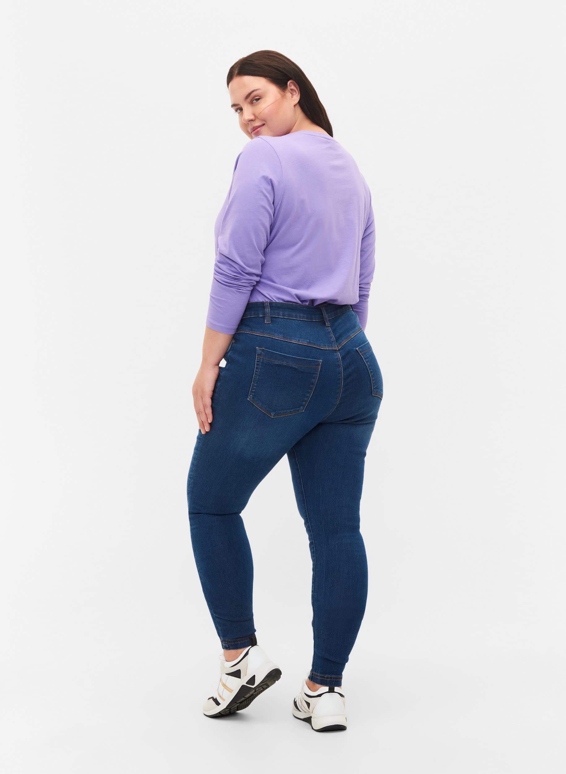 Zizzi Damen Große Größen Jeggings Baumwolle Stretch, Skinny Fit Hose für Frauen im Plus Size