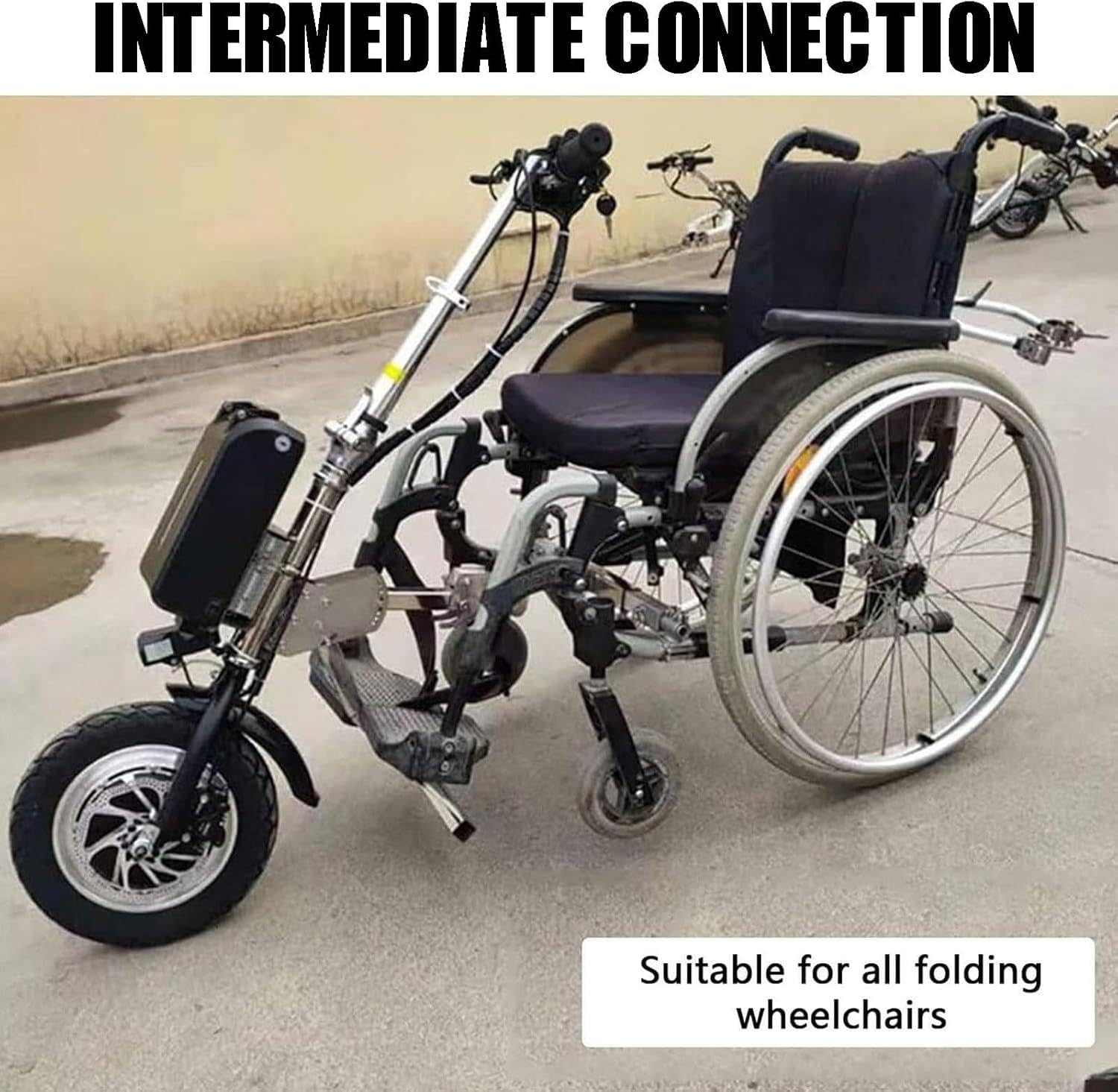 Accesorio para silla de ruedas eléctrica de 500 W, ajuste de 3 velocidades, autonomía de 70 km, kit de conversión a silla de ruedas con batería de 48 V y 17 Ah y amortiguador,A