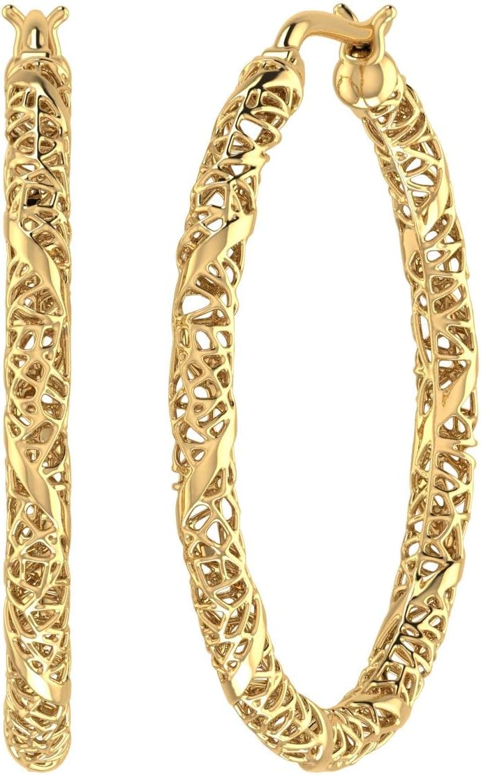 Plain Hoop Earrings in 925 Sterling Silver or 18K Yellow Gold over Sterling Silver or in 10K Gold (clarity)