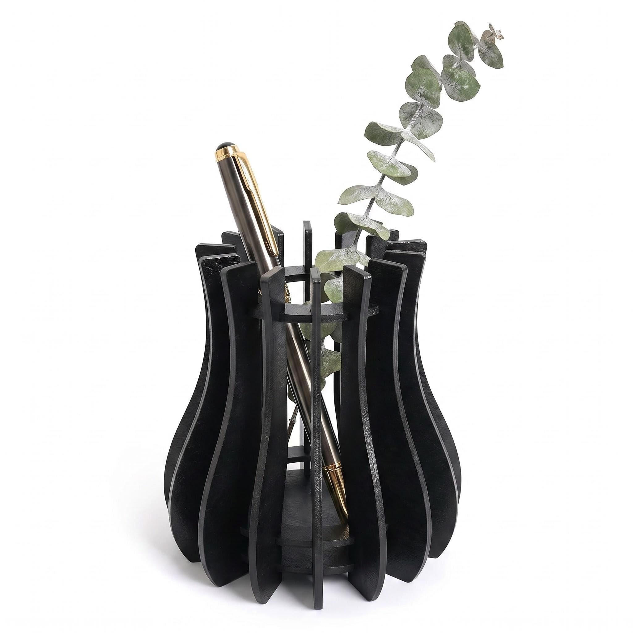 Sinjaetrq Black Building Block Flowers Vase For 33 Stems, Wooden Puzzle Vase For Roses Sunflowers Tulips, Vase For Flower Bouquet Compatible With Major Brick Sets, Flower Vase For Adults, Diy Home Decor Gift