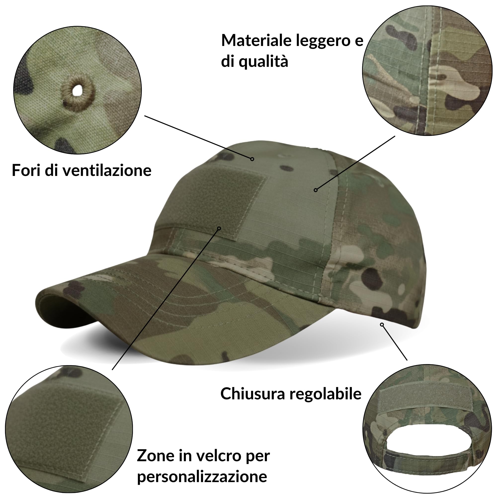 Sibo - Set Outdoor (3 Pezzi): Berretto tattico con Velcro + Occhiali Outdoor + Balaclava Elastico e Traspirante per Airsoft, Paintball, Caccia, Trekking, Ciclismo, Running, Sci