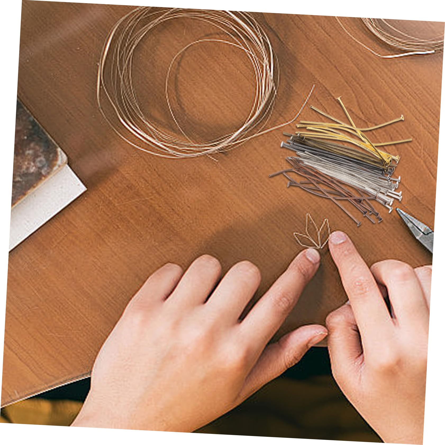 TOPPERFUN 600pcs Flat Needle Jewelry Head Pins Beading Pins Set Jewelry Making Tools DIY Accessory