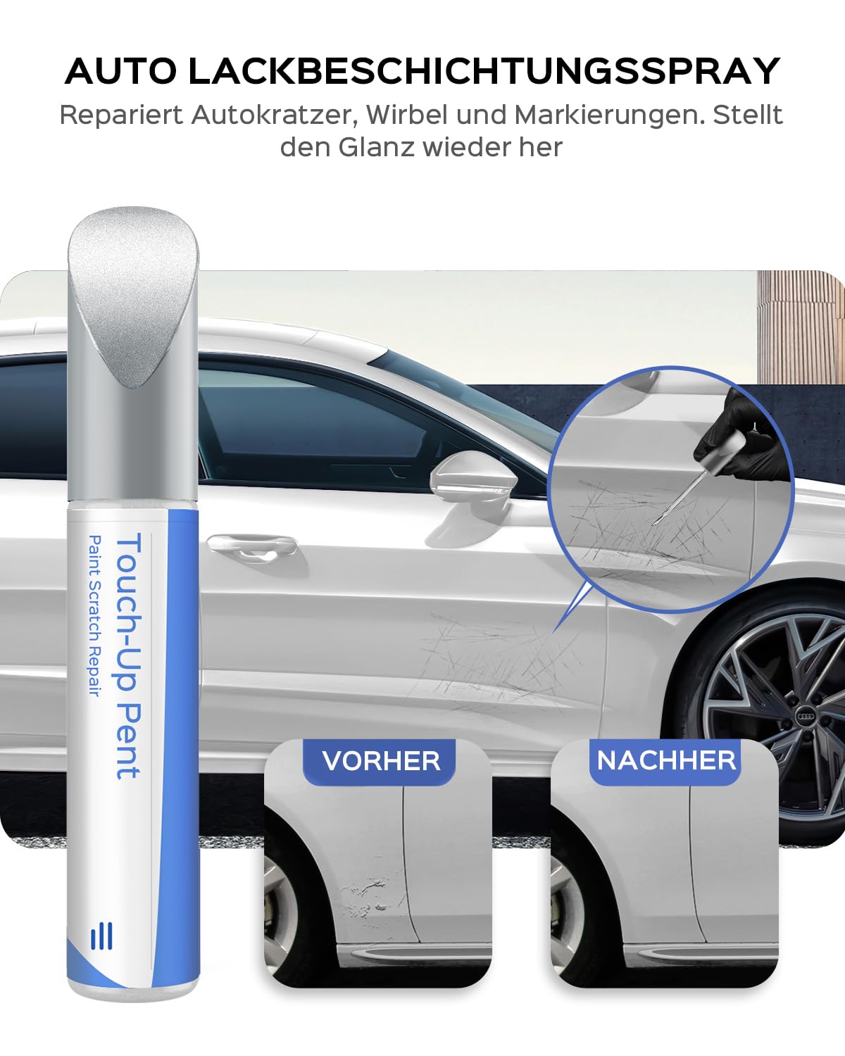 LY9C Ibis Weiß Ausbesserungsfarbe für Audi A3/A4/A5/A6/A7/A8/Q5/Q7 – Lackreparatur