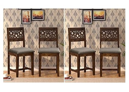 Vivek Wood Solid Sheesham Wood Dining Chairs Only | Wooden Set of 4 Dinning Chair for Kitchen & Dining Room | Chairs with Cushion | Rosewood, Provincial Teak Finish