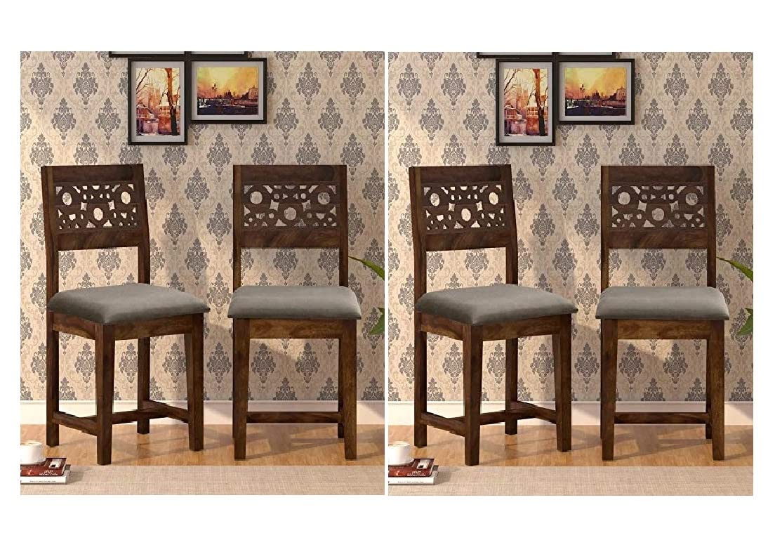Vivek Wood Solid Sheesham Wood Dining Chairs Only | Wooden Set of 4 Dinning Chair for Kitchen & Dining Room | Chairs with Cushion | Rosewood, Provincial Teak Finish-picture-10