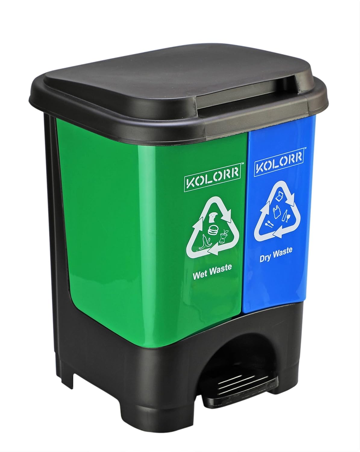 KOLORR Twin Bin 19L Dustbin Dry & Wet Waste Pedal Dustbins / 2 In 1