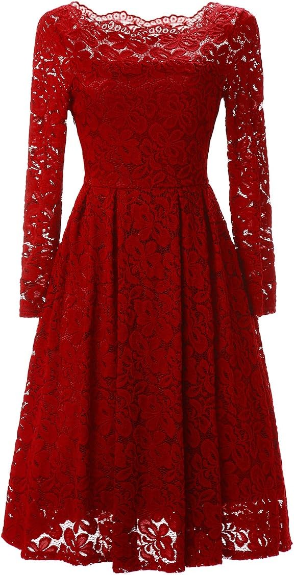 Ankosen Womens Retro 50s Summer Swing Party Dresses Classical Casual Swing Dress Red XL