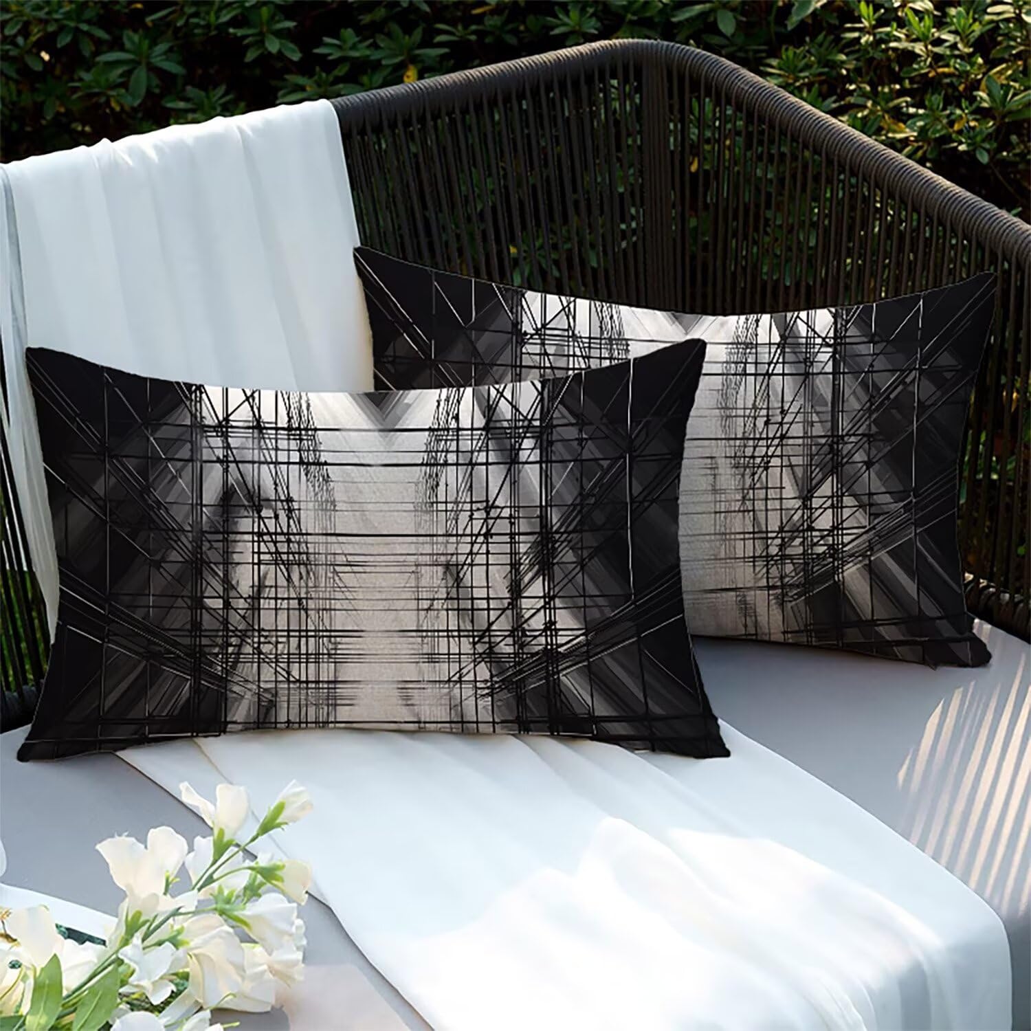 Housses de coussins canapé anti humidité taie extérieure noire