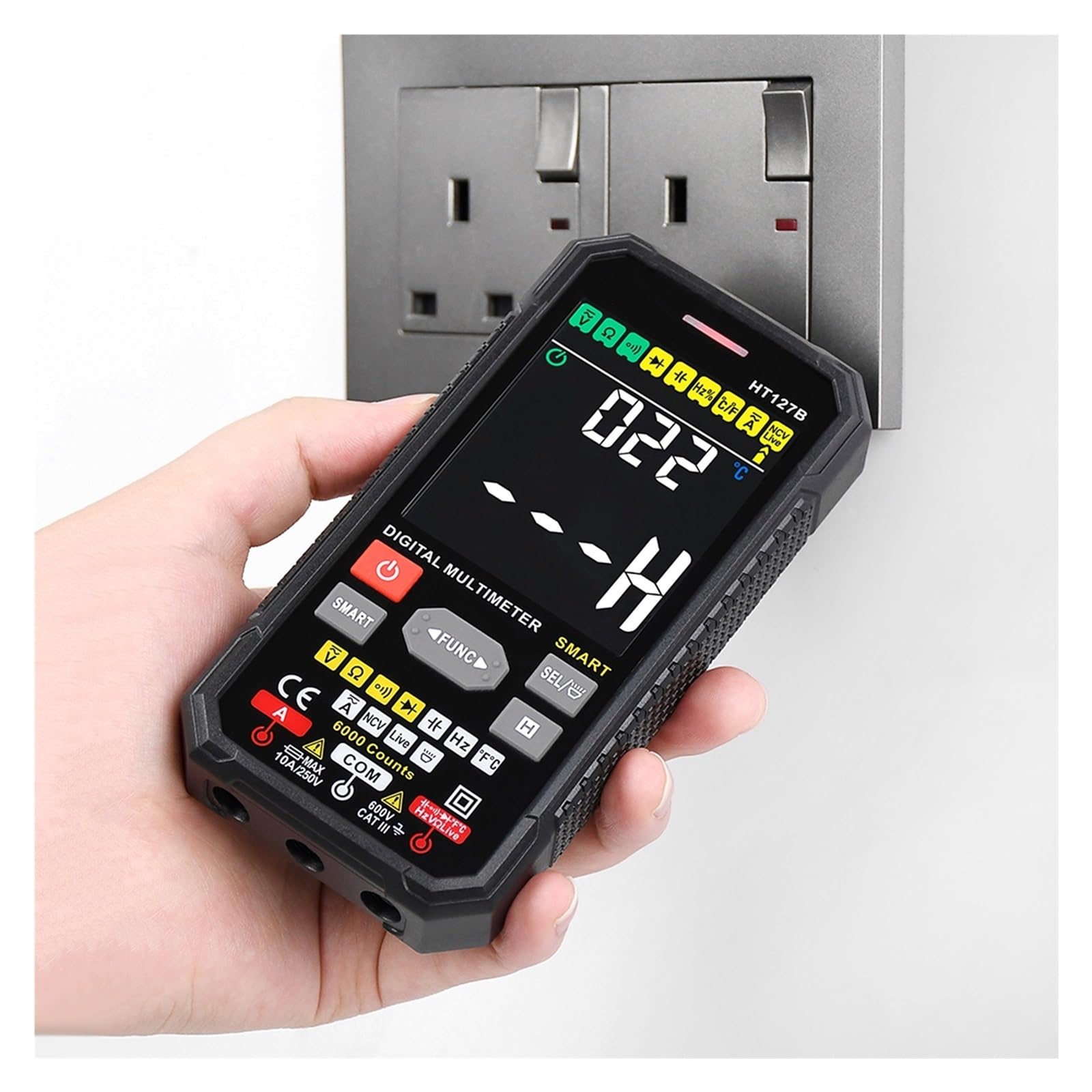 Inteligentny Multimetr Cyfrowy 3,1-calowy Wyświetlacz LCD VA 6000 Zliczeń Miernik Uniwersalny Auto Range True RMS Tester NCV(HT127A TN Display)